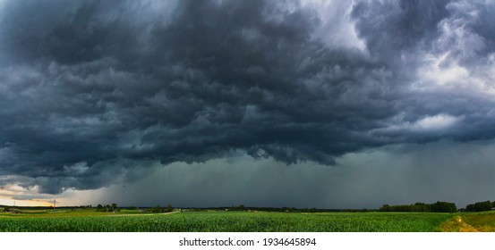 Supercell storm clouds with hail and intence winds