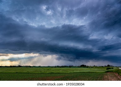 Supercell Storm Clouds With Hail And Intence Winds