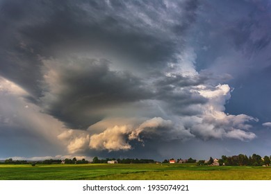 Supercell Storm Clouds With Hail And Intence Winds