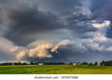 Supercell Storm Clouds With Hail And Intence Winds