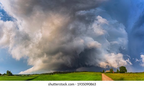 Supercell Storm Clouds With Hail And Intence Winds