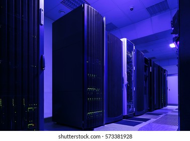 Supercomputer Clusters In Room Of Modren Data Center