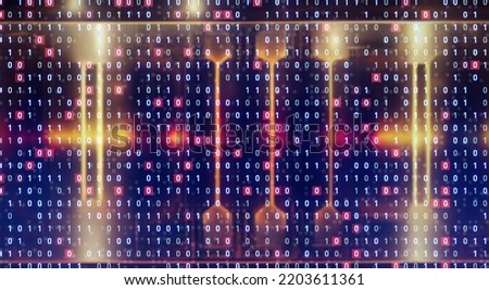 Supercomputers and digital transformation. data server. Wide angle visual for banners or advertisements.