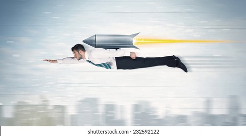 Superhero Business Man Flying Jet Pack Stock Photo 235833175 | Shutterstock