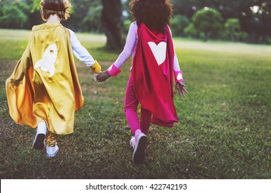Superhero Girls Friendship Cute Happiness Fun Playful Concept - Shutterstock ID 422742193