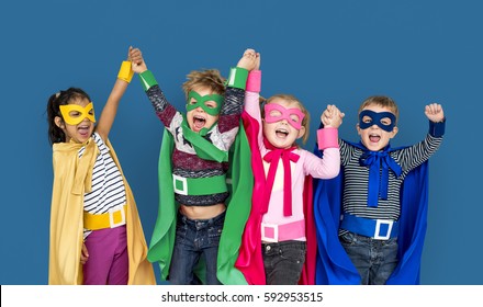 Superhero Kids Friendship Smiling Happiness Playful Togetherness - Powered by Shutterstock