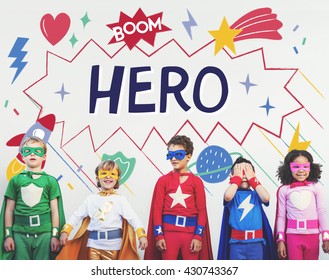 Superhero Kids Imagination Power Helper Concept