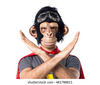 Superhero Monkey Man Doing NO Gesture