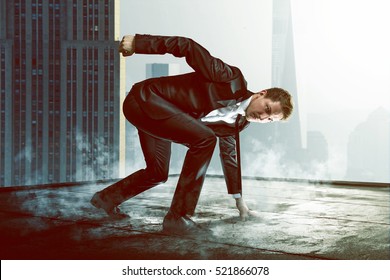 Superhero on a roof - Shutterstock ID 521866078
