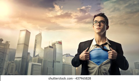 Superhero Protecting The City