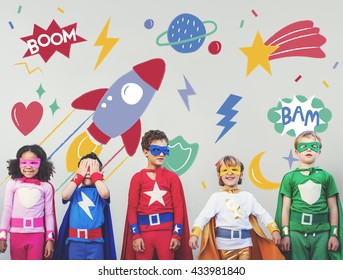 Superhero Super Kid Children Hero Playful Concept