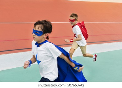 Superheroes Boys Running Competition Exercise Concept - Powered by Shutterstock