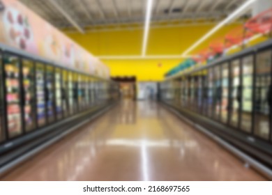 Supermarket Aisle With Blur, No People.