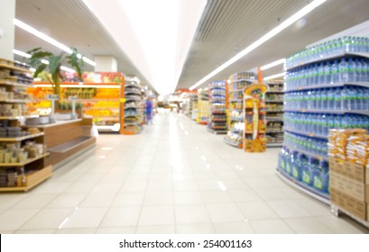 supermarket in blurry for background - Shutterstock ID 254001163
