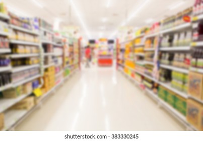 supermarket in blurry for background - Shutterstock ID 383330245