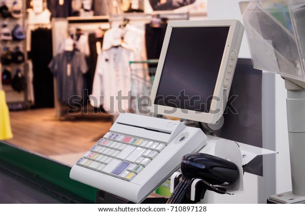 Supermarket Cash Desk Checkout Counter Payment Stock Photo Edit