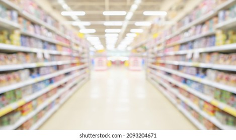 supermarket store aisle interior abstract blurred background