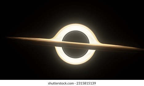 Supermassive Black Hole Surrounded by Accretion Disk of Glowing Plasma in Outer Space. Illustration of Black Hole Event Horizon. 3D Render. - Shutterstock ID 2315815139
