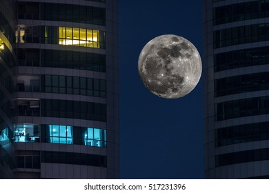 Supermoon In The City, Bangkok (photo Illustration)