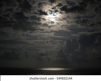 Supermoon and moonlight at Gulf of Thailand