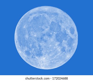 Supermoon On A Fine Blue Sky.