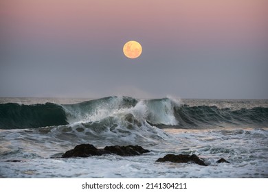 Supermoon Rising Over The Ocean, Australia