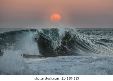 Supermoon Rising Over The Ocean, Australia