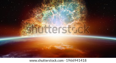 Supernova explosion in the center of galaxy 