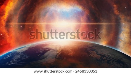 Supernova explosion in the center of galaxy "Elements of this image furnished by NASA "