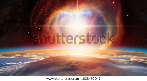 Supernova explosion in the center of\
galaxy \