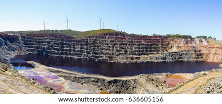 Super-size panorama 47 mega pixel of mining levels at open mine pit. Deep excavation and extraction of minerals  in Tharsis, Huelva, Andalusia, Spain Stock photo © 