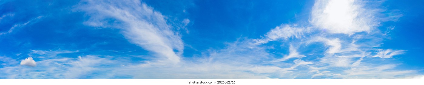 Supersize panorama blue sky with clouds on the sky as background.