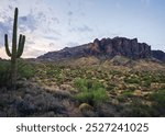 Superstition Mountains at sunrise in Apache Junction, Arizona.