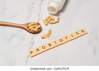 Supplement Pills. Probiotic Concept And Better Digestion.