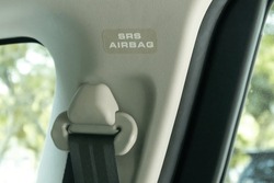 Supplemental Restraint System Airbag Sign Or Sticker In A Car.