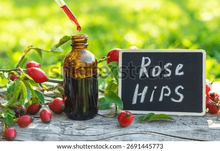 Supplements and extract from rose hips. Selective focus. nature.