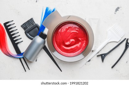 Supplies for hair coloring on white background - Powered by Shutterstock