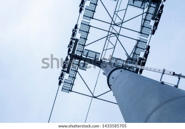 Support of a cable car. The steel structure\
supporting the cable\
car.