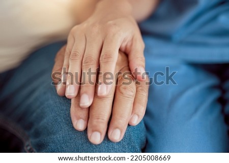 Support, empathy and trust with holding hands of old woman and nurse in retirement home for hope, community and help. Therapy, respect and healthcare with hand of medical caregiver and senior patient