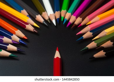 Support Group, Intervention - Still Life Conceptual - Color Pencils On Isolated Backround, Shallow Depth Of Field