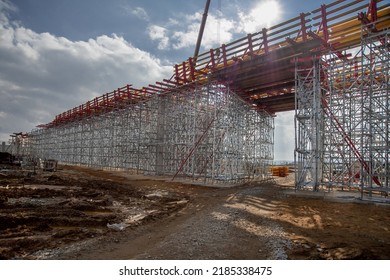 Support Scaffolding System At Bridge Construction
