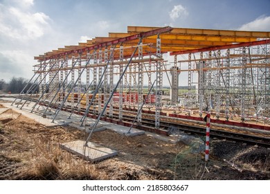 Support Scaffolding System At Bridge Construction
