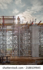 Support Scaffolding System At Bridge Construction
