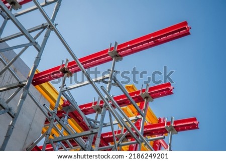 Support scaffolding system at bridge construction