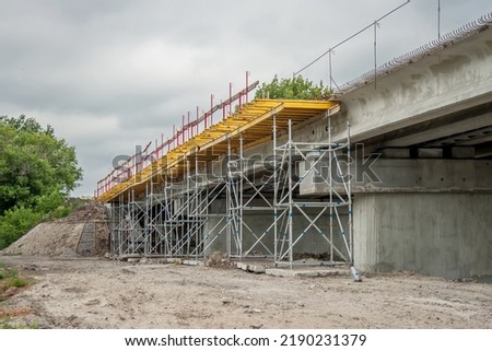 Support scaffolding system at bridge construction