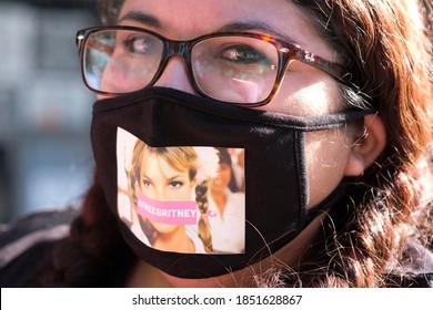 Supporters Of Britney Spears Take Part In Protest  “#FreeBritney” Outside Stanley Mosk Courthouse On Nov. 10, 2020 In Los Angeles.