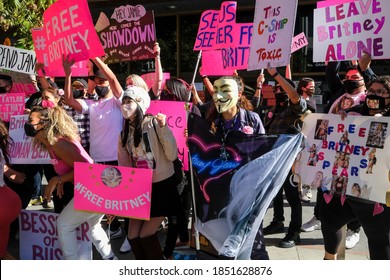 Supporters Of Britney Spears Take Part In Protest  “#FreeBritney” Outside Stanley Mosk Courthouse On Nov. 10, 2020 In Los Angeles.