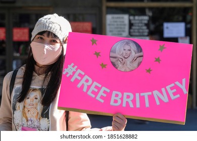 Supporters Of Britney Spears Take Part In Protest  “#FreeBritney” Outside Stanley Mosk Courthouse On Nov. 10, 2020 In Los Angeles.