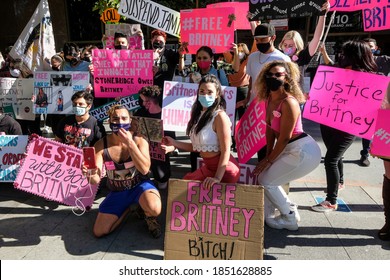 Supporters Of Britney Spears Take Part In Protest  “#FreeBritney” Outside Stanley Mosk Courthouse On Nov. 10, 2020 In Los Angeles.