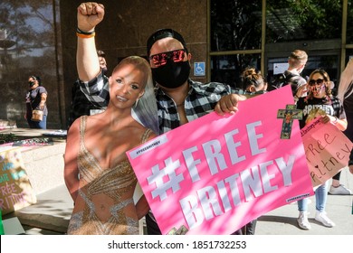 Supporters Of Britney Spears Take Part In Protest  “#FreeBritney” Outside Stanley Mosk Courthouse On Nov. 10, 2020 In Los Angeles.